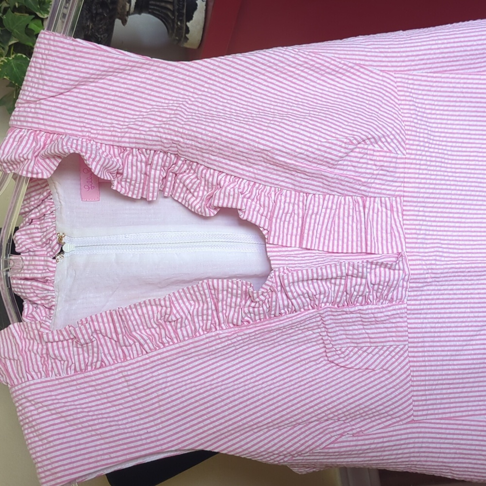 Lilly Pulitzer Light Pink Ruffle V-Neck Sleeveless Mini Dress - Picture 4 of 8